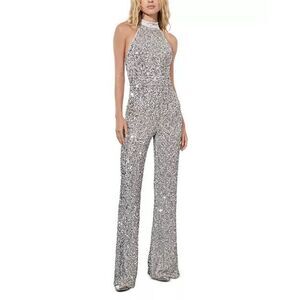 Alice + Olivia Glittering Silver Jumpsuit